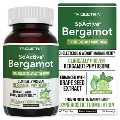 SoActive Bergamot: 2.5X More Effective, Italian Citrus Bergamot Phytosome - Clinically Validated | Enhanced with Grape Seed Extract Triquetra Health