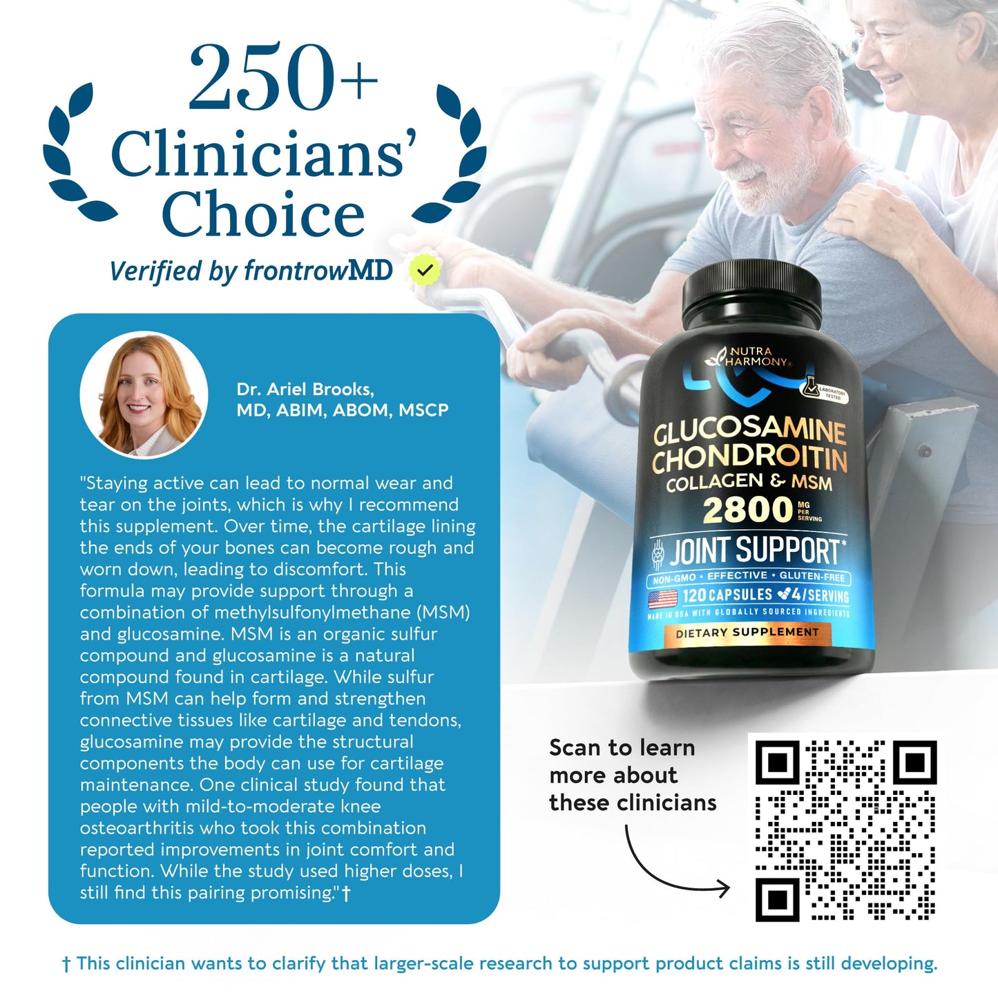 Glucosamine Chondroitin MSM Collagen | HSA | Joint Support Supplement 2800 mg | Made in USA | FSA Approved Product Items | Flexibility Nutritional Vitamins NUTRAHARMONY