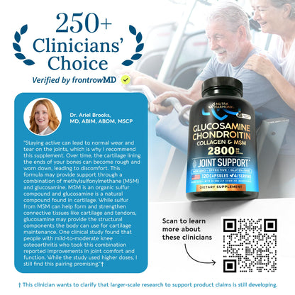 Glucosamine Chondroitin MSM Collagen | HSA | Joint Support Supplement 2800 mg | Made in USA | FSA Approved Product Items | Flexibility Nutritional Vitamins NUTRAHARMONY