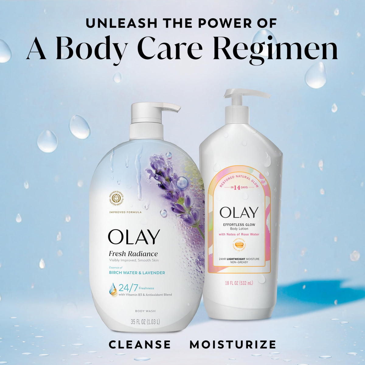 Olay Body Wash for Women, Fresh Radiance, 24/7 Skin-Loving Freshness, Visibly Radiant, Plant Based Cleansers, Vitamin B3 & Antioxidant Blend, For All Skin Types, Birch Water & Lavender Scent, 35 fl oz Olay