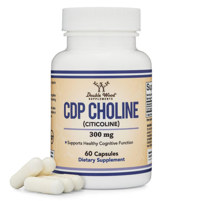 Double Wood Supplements CDP Choline (Citicoline) Supplement, Pharmaceutical Grade, Third Party Tested (60 Capsules 300mg) Double Wood Supplements