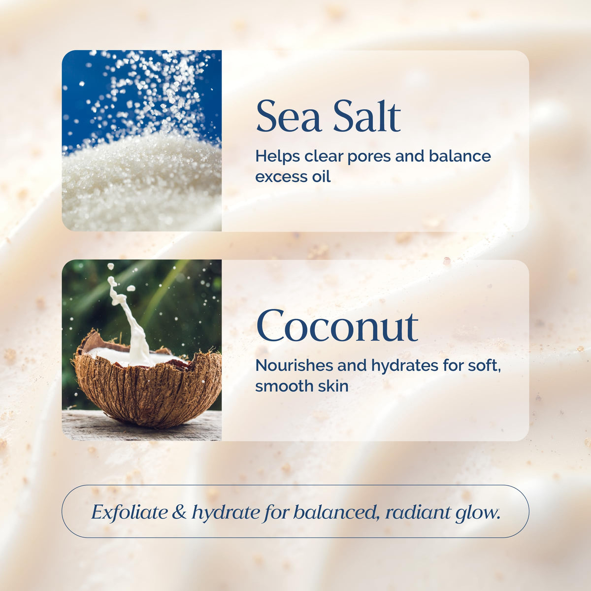 Gentle & Brightening Face Scrub with Sea Salt & Coconut – Exfoliates, Hydrates & Reduces Blemishes – Balancing Facial Cleanser for All Skin Types – 5.1 fl oz VITAMINS AND SEA BEAUTY