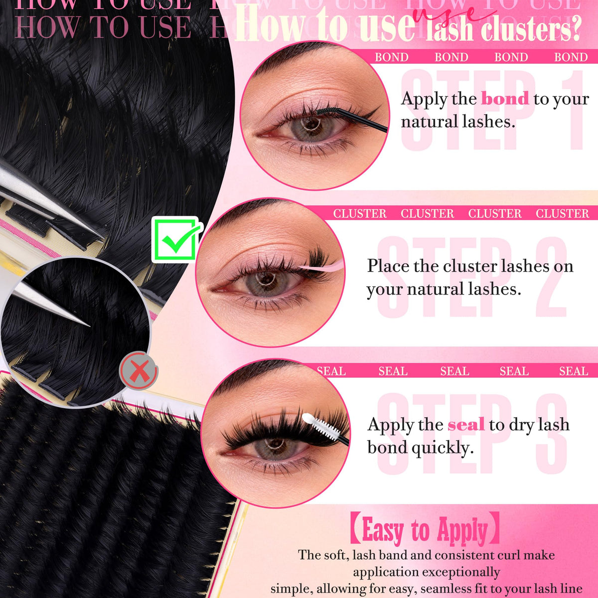 Volume Lash Clusters with Spiky Manga Lash Clusters 300D Eyelash Clusters 10-18MM Thick Wispy D Curl Cluster Eyelash Extensions 3D Fluffy Cluster Eyelash Extensions by FANXITON FANXITON