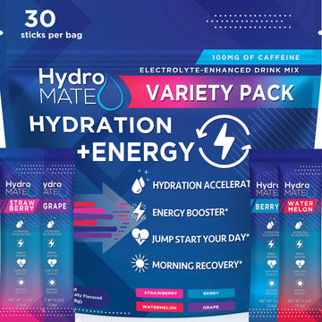 HydroMATE Electrolytes Powder Drink Mix Packets Hydration Accelerator Low Sugar Party Favors for Rapid Recovery Vitamin C Plu NatureWorks buy australia supplements