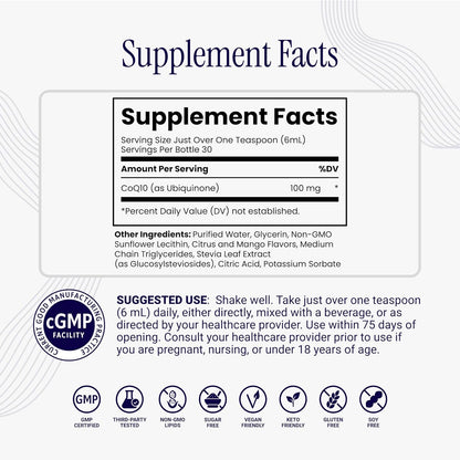 Rho Nutrition Liposomal CoQ10 – High-Absorption Liquid Coenzyme Q10 for Heart Health, Cellular Energy & Antioxidant Support – Supports Healthy Aging – Vegan, Sugar-Free, Non-GMO – 6 fl oz, 30 Servings Gsupps Australia