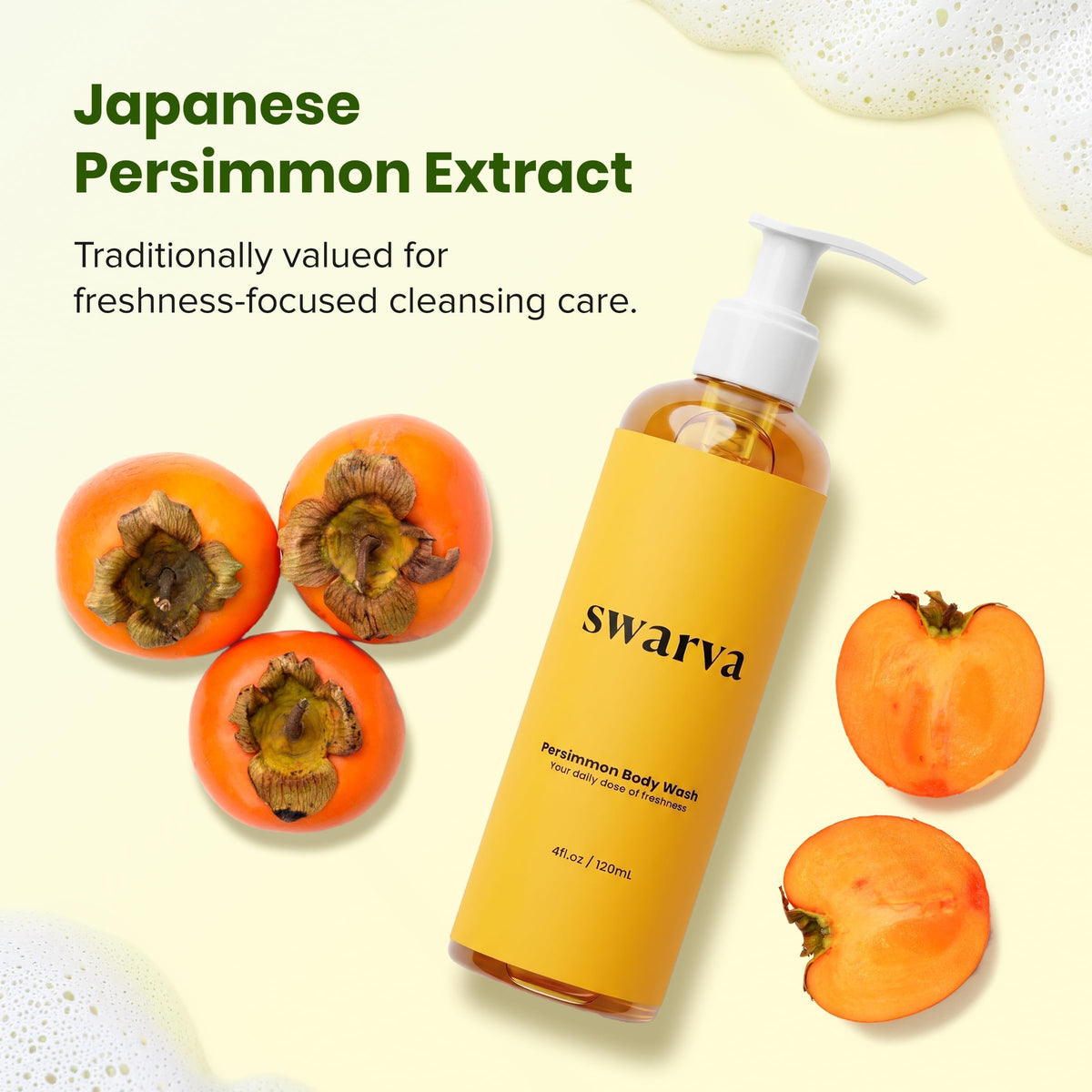 Swarva Japanese Persimmon Body Wash | Odor Cleanser - Sensitive Gel, 2 Pack Swarva