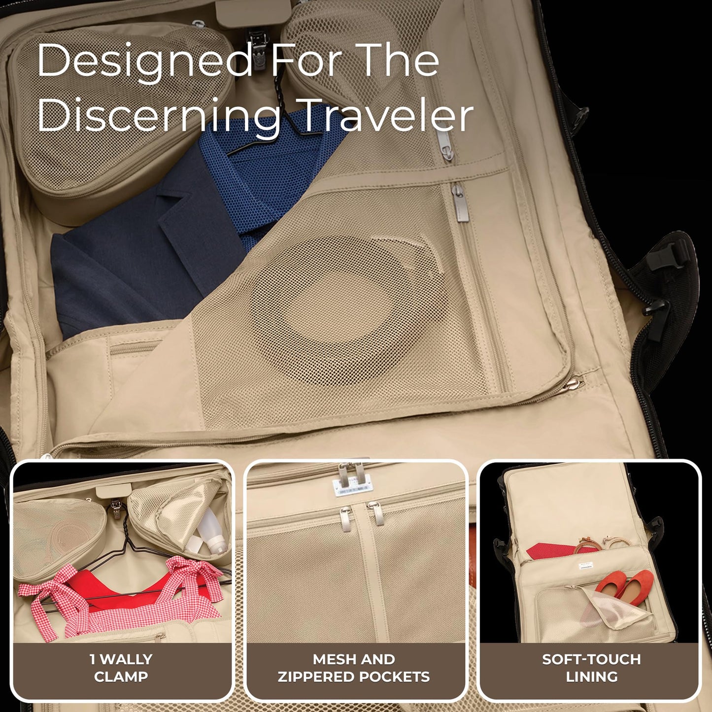 Briggs & Riley Deluxe Wardrobe Spinner - Checked Luggage for Travel, Suitcases with Wheels, Softside Rolling Bag for Men & Women, Built in Hook for Clothes - Baseline Collection, Black Gsupps Australia