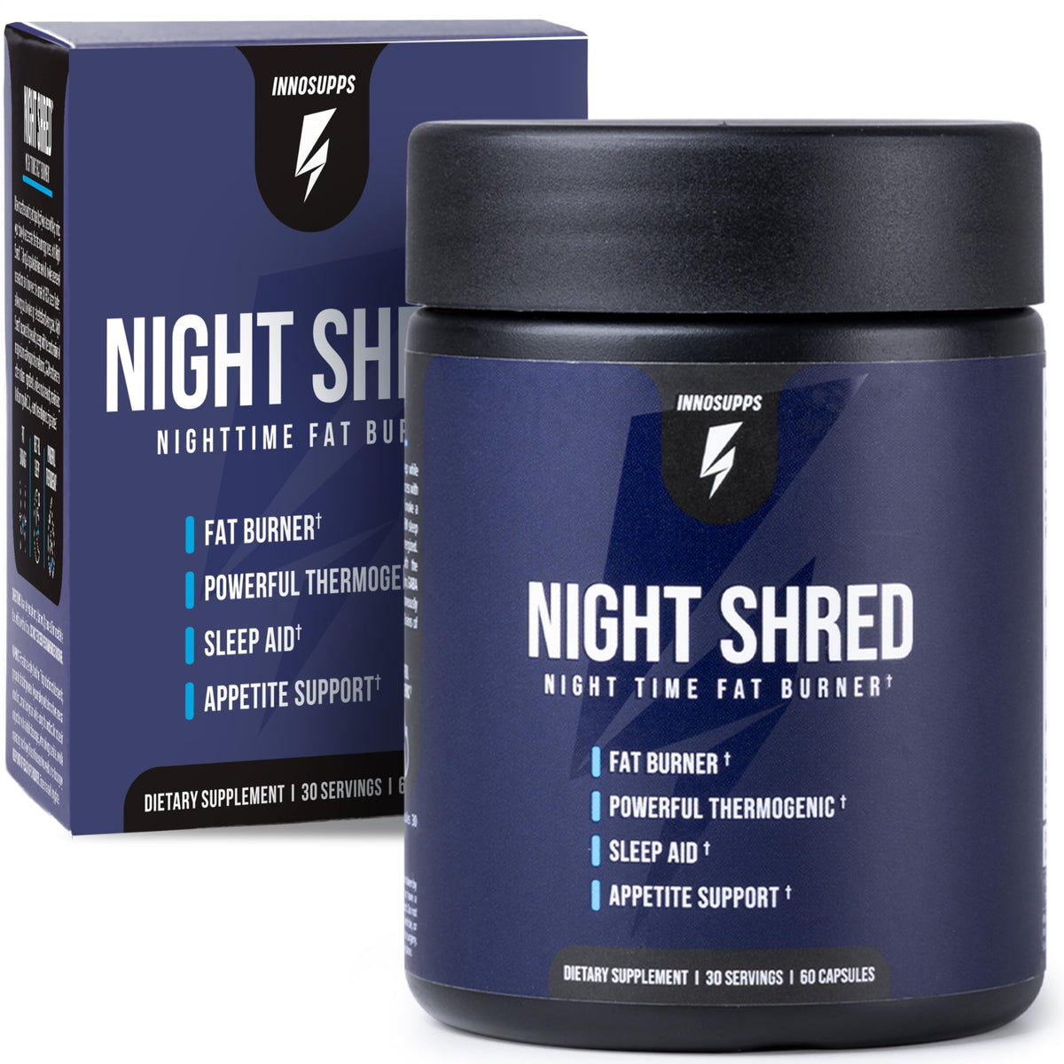 InnoSupps Night Shred Fat and Natural Sleep Support | Ashwaganda, 5-HTP, CLA, Melatonin | Appetite Suppressant InnoSupps