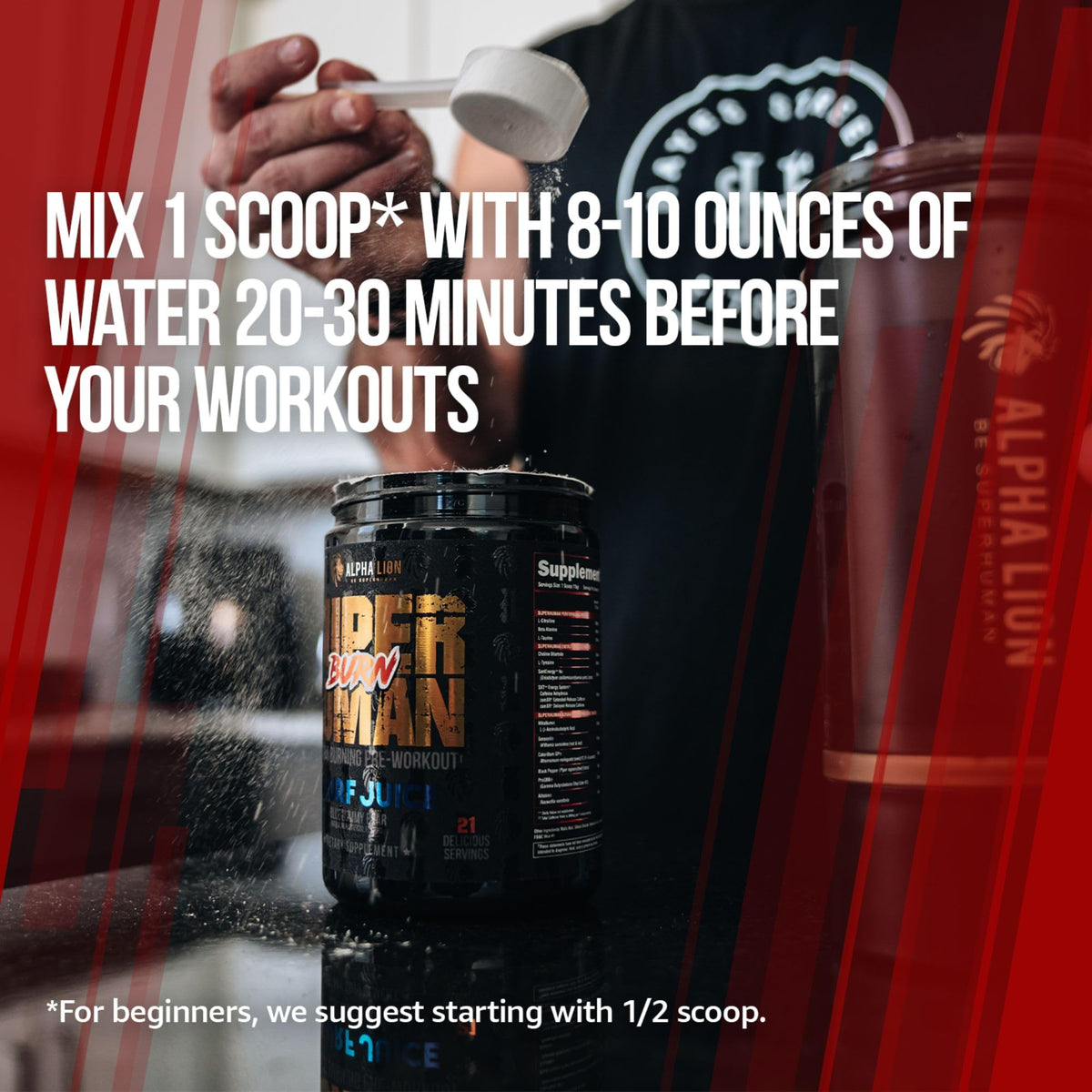 ALPHA LION Superhuman Burn – 2 in 1 Metabolism Booster Pre Workout and Thermogenic Burner for Men – Appetite Suppressant ALPHA LION