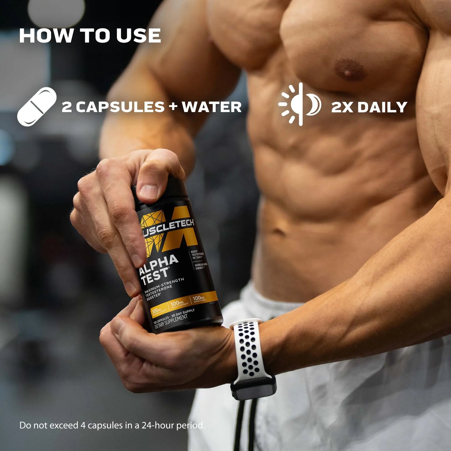 MuscleTech Testosterone Booster for Men, AlphaTest - T-Boost Mens Supplement with Tribulus Terrestris & Boron - Daily Male Gym Workout Supplements MuscleTech