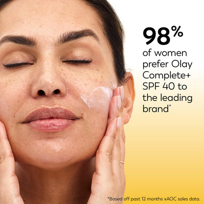 Olay Complete+ Face Moisturizer with Sunscreen SPF 40, For Sensitive Skin, Broad Spectrum Sun Protection, Fragrence-Free Olay
