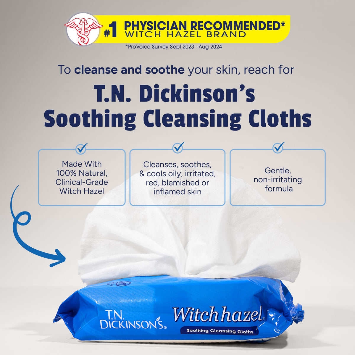 T.N. Dickinson's Witch Hazel Soothing Cleansing Cloths | 25 Wipes T.N. Dickinson's