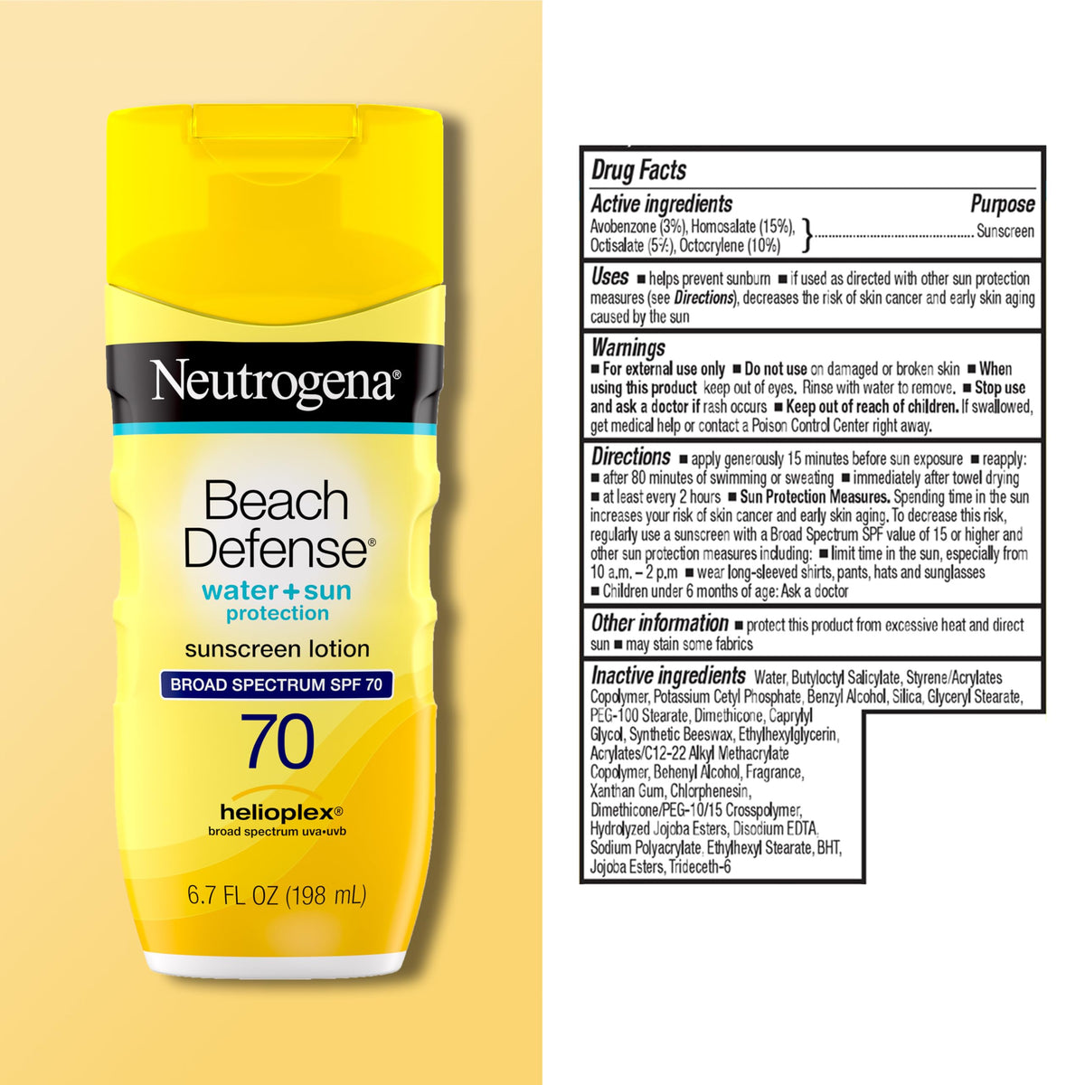 Neutrogena Beach Defense Sunscreen Lotion, SPF 70, 6.7 fl. oz Neutrogena