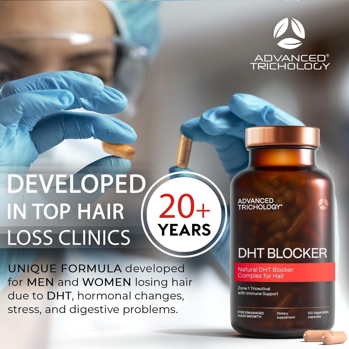 DHT Blocker - Hair Growth Supplement for Genetic Thinning for Men and Women | Approved* by American Hair Loss Association | Guaranteed, Backed by 20 Years Advanced Trichology