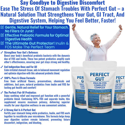 Perfect Gut: Inulin FOS Powder for Gut Health. Prebiotic Inulin. Unique Prebiotic 95% FOS Inulin Agave Fiber Kidney Restore