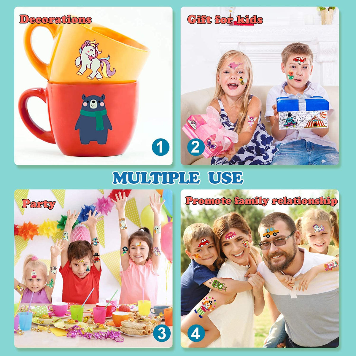 Partywind Luminous Temporary Tattoos for Kids, Glow Party Supplies PARTYWIND