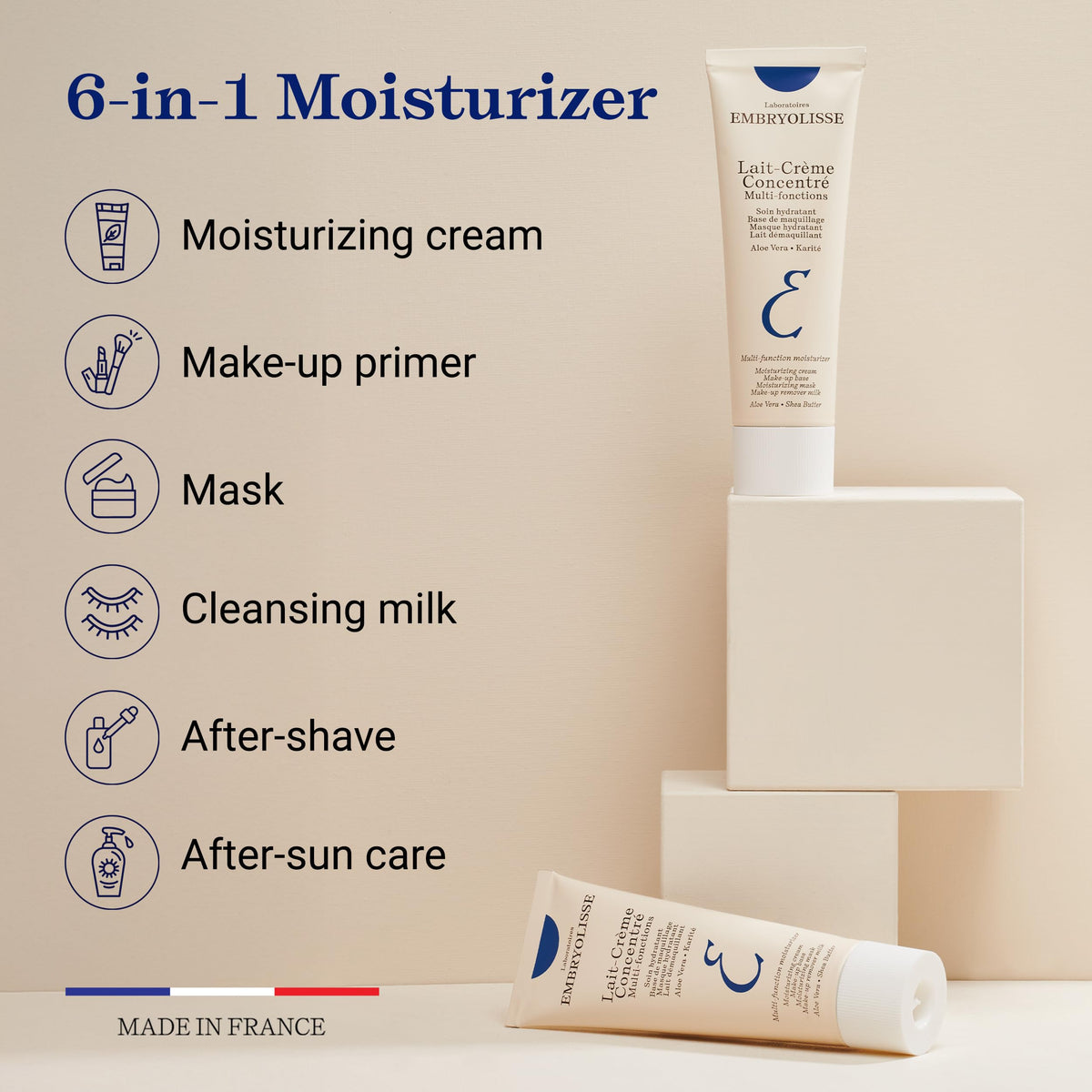 Embryolisse Lait-Crème Concentré Face Moisturizer and Makeup Primer, French Face Cream With Shea Butter & Aloe Vera, 2.54 Fl Oz Embryolisse