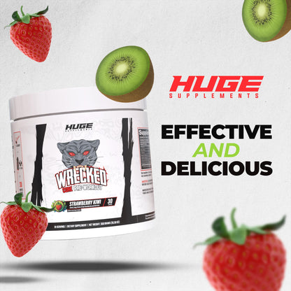 Wrecked Core - All-in-One Pre-Workout Supplement for Men & Women, Increase Energy, Focus & Pumps with L-Citrulline, Beta-Alanine, L-Tyrosine & More (30 Servings) - Blue Raspberry