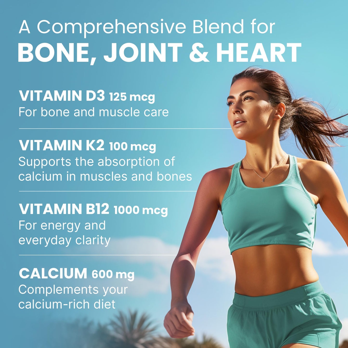 4-in-1 Calcium Supplements for Women & Men - Calcium Citrate with D3 K2 Vitamin 5000 IU - Calcium 600mg with Vitamin D3 K2 - Everyday Vitality Supplement - PrimeMD