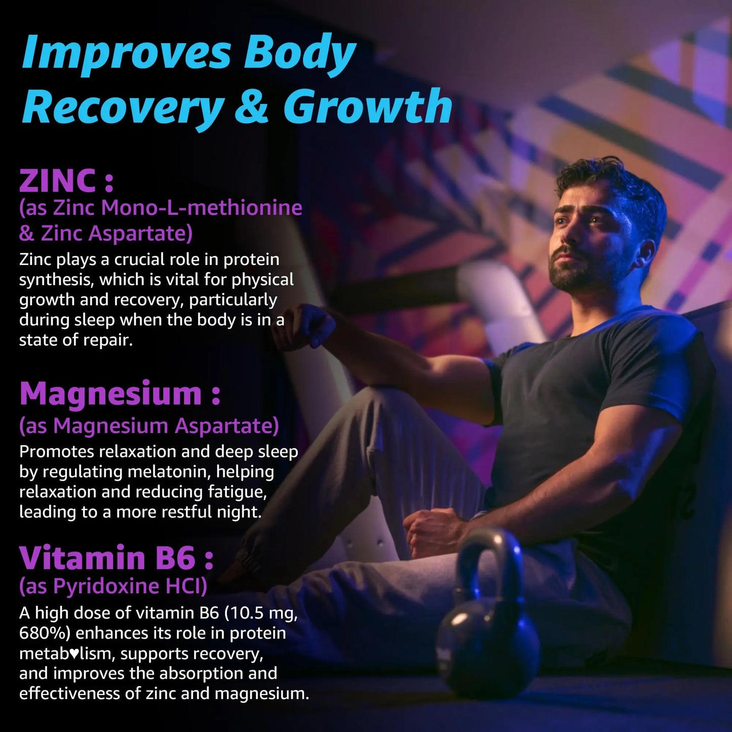 Zinc and Magnesium Supplement, Zinc Magnesium Aspartate Post Workout Gummies for Men Women, with Vitamin B6, B12, D3, Turmeric for Nighttime Recovery, Reduce Fatigue NEVISS