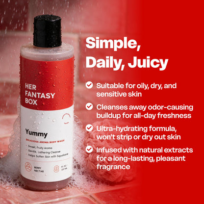Her Fantasy Box Yummy | Body Wash - Indulgent, Luxurious Body Wash for Deep Cleansing, Moisturizing, and Nourishing Skin - Refreshing Scent for All Skin Types - 8 oz Her Fantasy Box