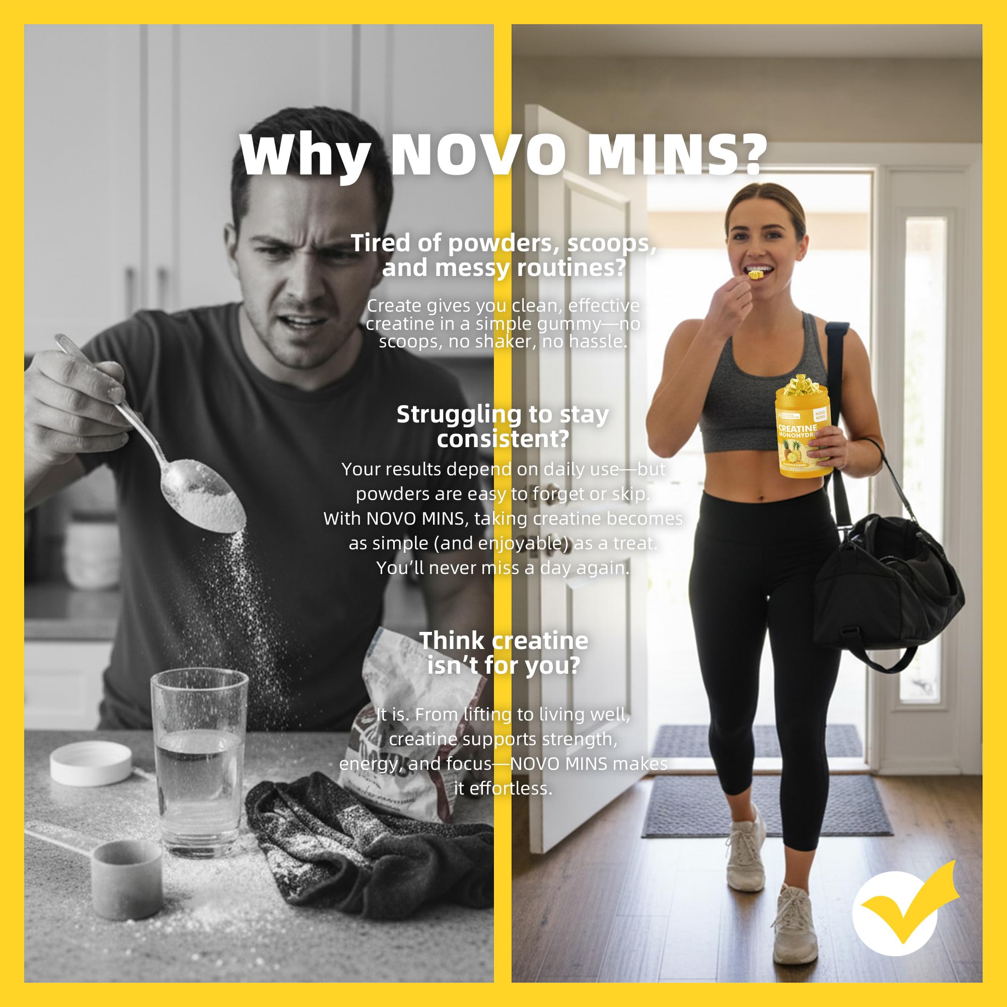 novomins Creatine Monohydrate Gummies for Men & Women, Chewables Creatine Monohydrate for Muscle Strength, Muscle Builder, Energy Boost, Pre-Workout Supplement novomins buy australia supplements