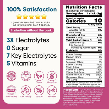 Venture Pal Sugar Free Electrolyte Powder Packets - Liquid Daily IV Hydration Packets | Electrolytes Drink Mix with 5 Vitamins & 7 Electrolytes | Keto Friendly | Non-GMO | Certified Vegan | 16 Sticks Venture Pal