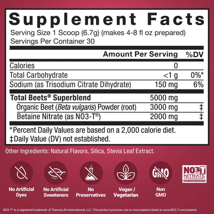 Force Factor Total Beets Superfood Beet Root Powder 2-Pack, Nitrates to Support Circulation, Blood Flow, Nitric Oxide, Energy, Endurance, Stamina Force Factor
