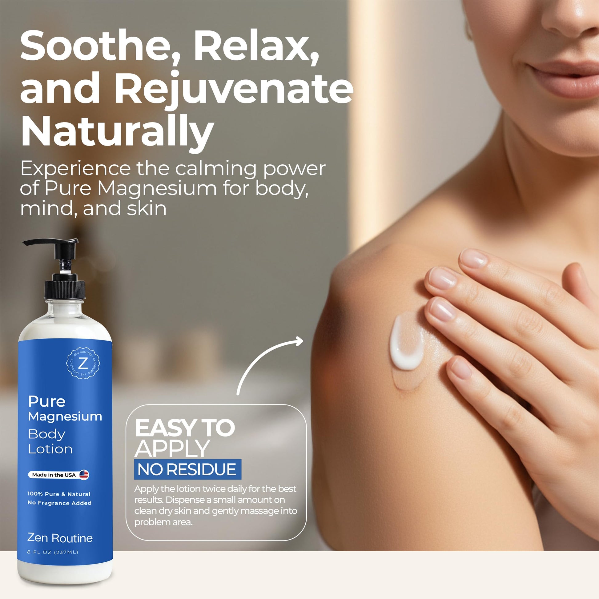 Zen Routine Magnesium Lotion for Sleep, Leg Cramps & Muscle Soreness with Shea Butter | Award-Winning Cream For Sleep – Safe for Kids – Unscented, Non-Greasy, Ultra Soothing – Made in USA Zen Routine buy australia supplements