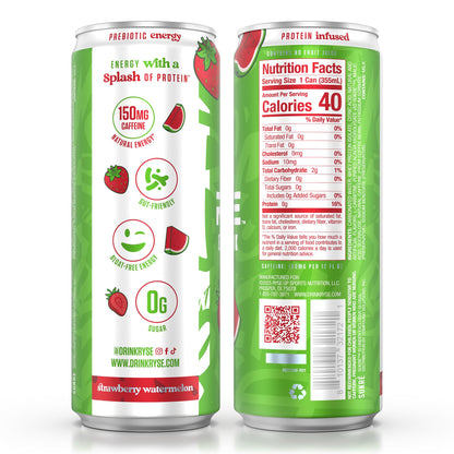 RYSE Functional Energy Drink - 5 Flavors Variety Pack - 150mg Natural Caffeine, 8g Whey Protein & 1g Prebiotics - Sugar Free, Gut-Friendly, Bloat-Free - 12 fl oz Cans (12-Pack)