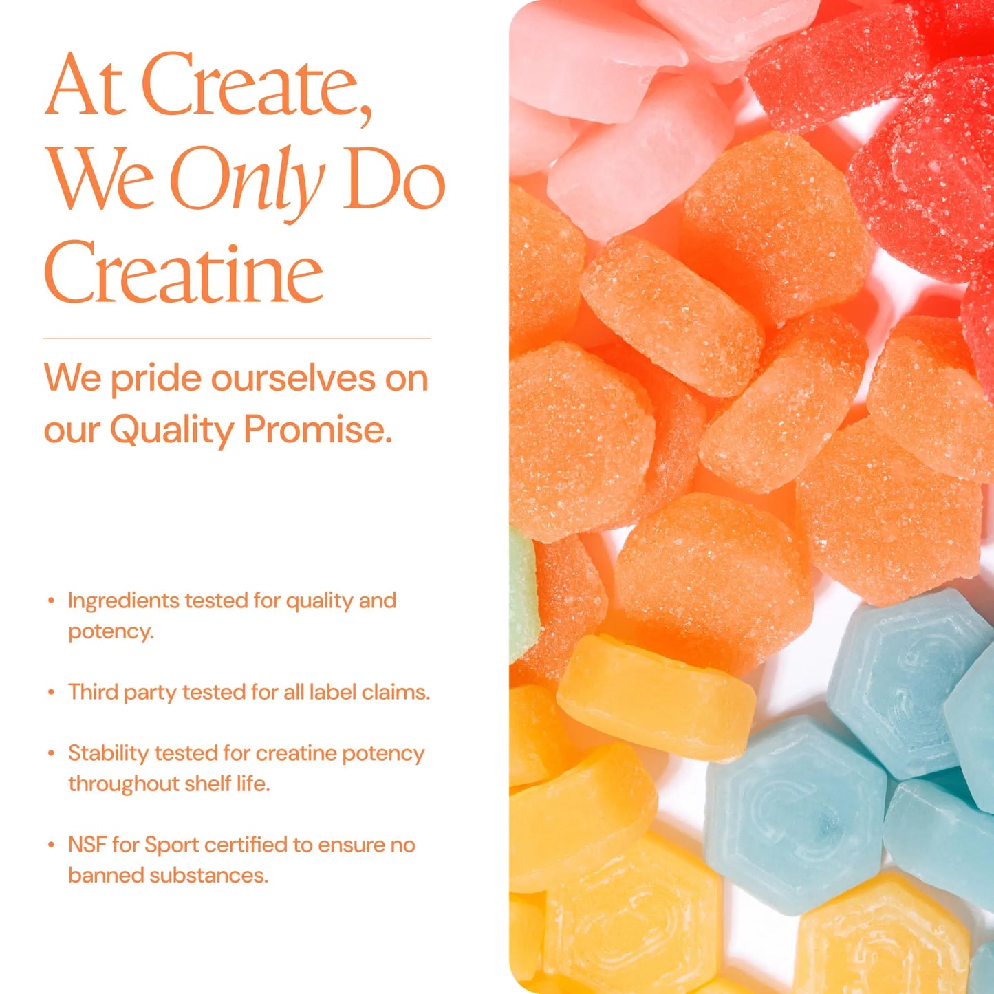 Create Creatine Gummies for Men & Women – NSF Certified, Made with Creapure Creatine Monohydrate, Great Tasting, Anti-Melting Formula, 30ct Standup Pouch, 90 Gummies (Variety Pack) Create