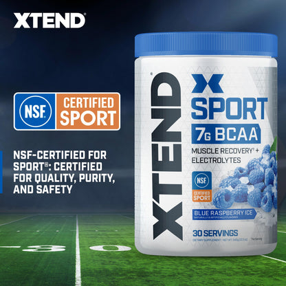 XTEND Sport BCAA Powder Blue Raspberry Ice - Electrolyte Powder for Recovery & Hydration with Amino Acids - 30 Servings Scivation