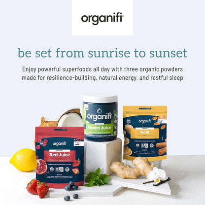 Organifi Sunrise to Sunset Power Box (9.5 Oz. Each) - Organic Superfood Powder - Green Juice, Red Juice, Golden Milk- 30-Day Supply - Vegan Gsupps Australia