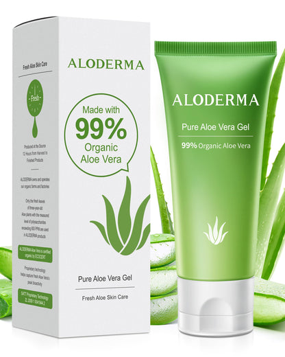 Aloderma Aloe Vera Gel Made within 12 Hours of Harvest with 99% Pure Organic Aloe Vera, Naturally Hydrating for Soothing Skincare, Moisturizing Aloe Gel for Skin, Face, Sensitive Skin - 4.02oz Aloderma