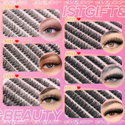 Lash Clusters Kit D Curl Natural Wispy Eyelashes Clusters Lashes Extensions ISTGIFT