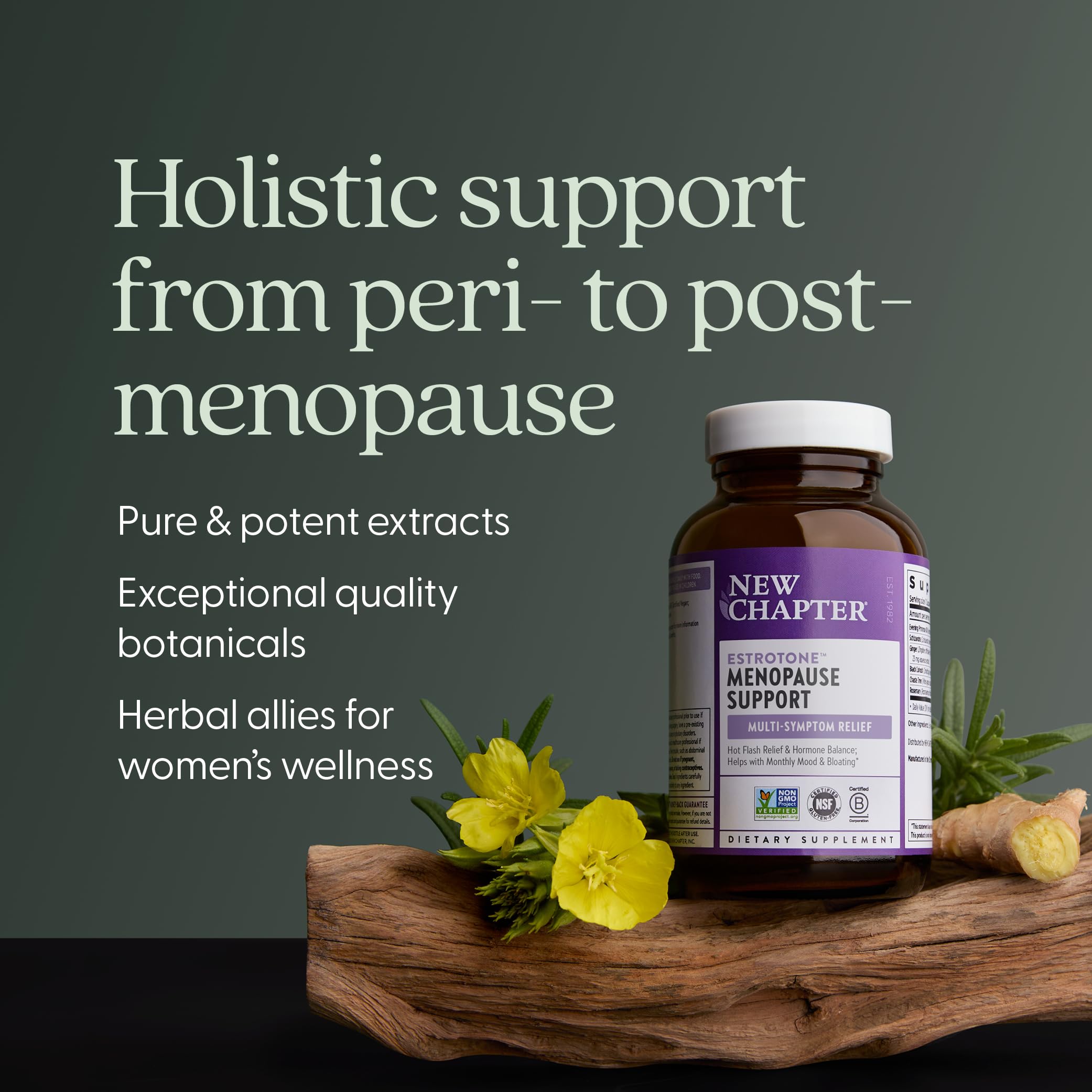 New Chapter Menopause Supplement - Estrotone Herbal Hormone Balance for Women in Perimenopause, with Black Cohosh for Hot Flash Relief & to Reduce Night Sweats + Vitex, No Added Hormones - 30 ct New Chapter buy australia supplements