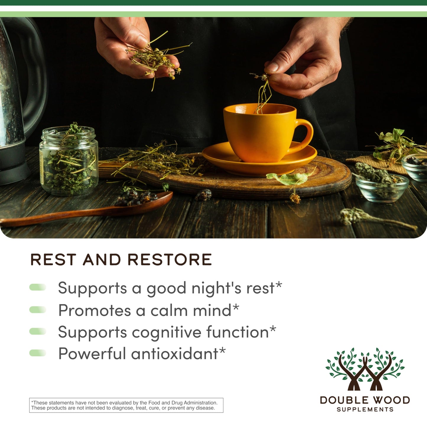 Apigenin Supplement - 50mg per Capsule, 120 Count (Powerful Bioflavonoid Found in Chamomile Tea for Relaxation, Sleep, and Mood) Senolytic Double Wood Supplements