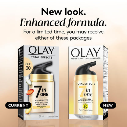Olay Facial Moisturizing Lotion SPF 30 Total Effects for Dry Skin, 7 Benefits including Minimize Pores, Anti-Aging, 1.7 oz Olay