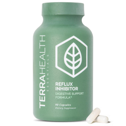 Terra Health Essentials Reflux Inhibitor - Digestive Supplement for Stomach Comfort, Acid Balance & Nutrient Absorption - Betaine HCL with Pepsin Terra Health Essentials