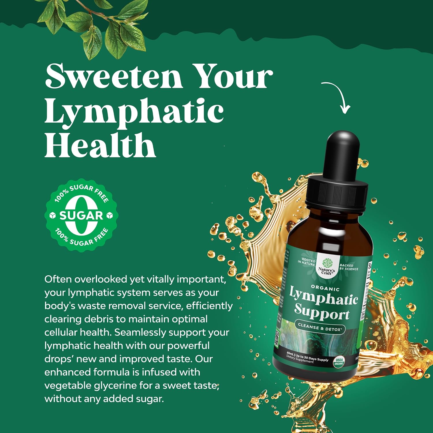 Organic Lymphatic Drainage Drops - Organic Cleavers & Echinacea - 2 Fl Oz | Herbal Lymphatic Complex - Immune Support Supplement with Organic Elderberry & Red Clover - Vegan, Non GMO - 30 Servings Gsupps Australia