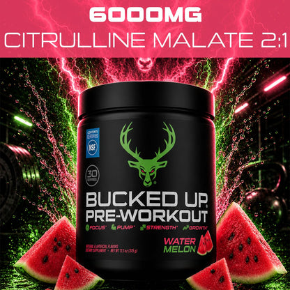 Bucked Up Pre Workout - Best Tasting - 6 Grams Citrulline, 2 Grams Beta Alanine Non Proprietary Blend, Powder (Strawberry Kiwi)