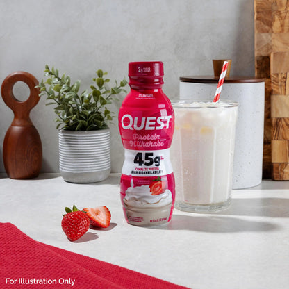 Quest Nutrition Strawberry Protein Shake, 45g Protein, 2g Sugar, 4g Net Carbs, Ready to Drink, Gluten Free, 4 Count Quest