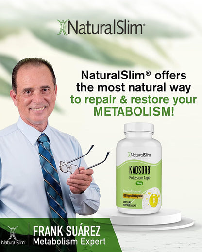 NaturalSlim Natural Potassium Citrate Gluconate 99 mg - Kadsorb Supports Electrolyte Balance & Normal pH - Absorbable Potassium Supplements NaturalSlim