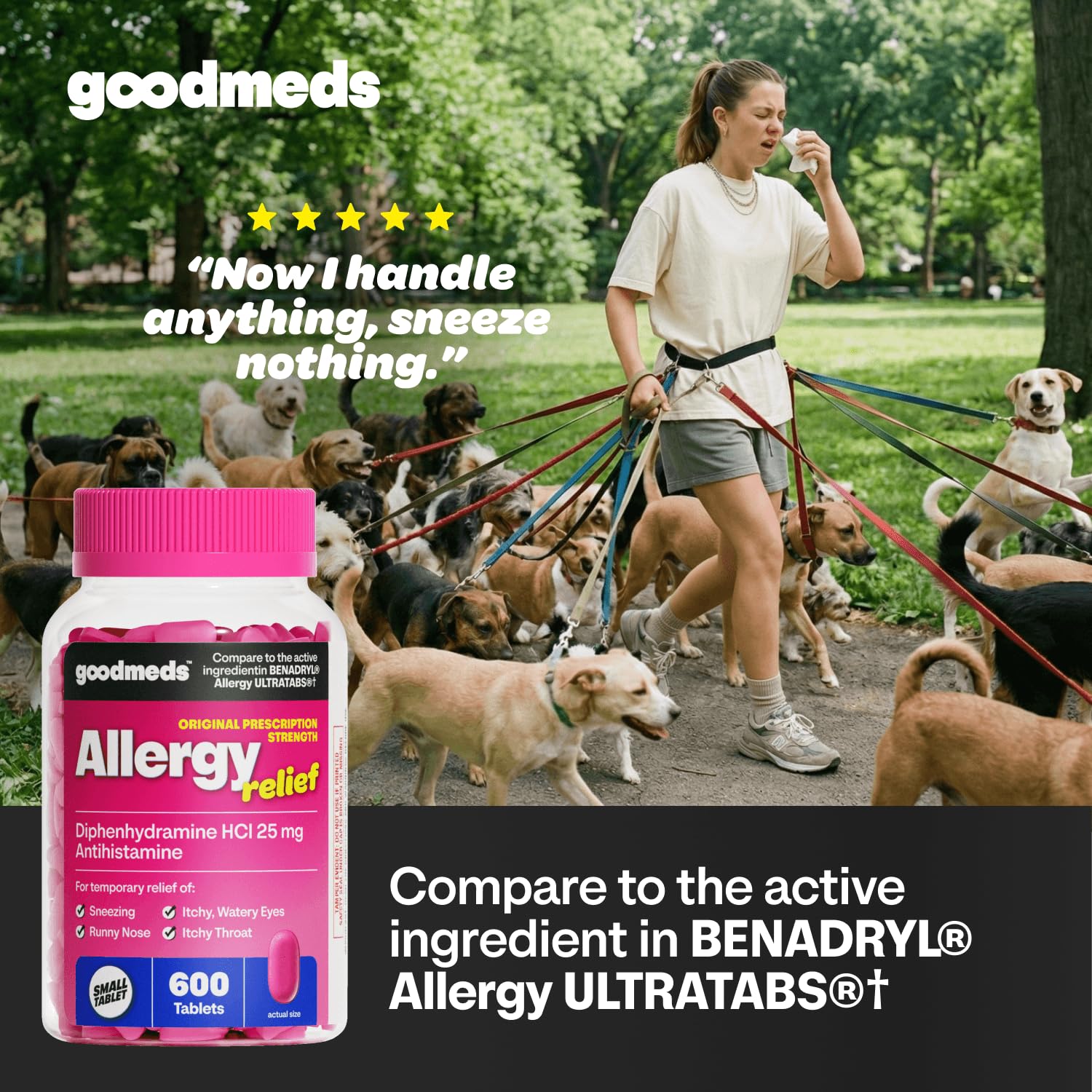 GoodMeds Allergy Medicine Antihistamine, Diphenhydramine HCl 25 mg | Children and Adults | Relieve Itchy Eyes, Runny Nose, Sneezing (25 mg, 600 Tablets) GoodMeds buy australia supplements