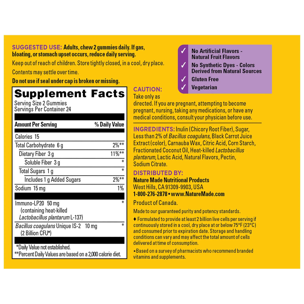 Nature Made Triple-Action Biotics, Gut and Immune Health Support, Digestive Probiotics for Women and Men, Prebiotic Fiber Gummies, 48 Gummies, 24 Day Supply Nature Made