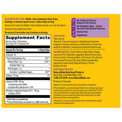 Nature Made Triple-Action Biotics, Gut and Immune Health Support, Digestive Probiotics for Women and Men, Prebiotic Fiber Gummies, 48 Gummies, 24 Day Supply Nature Made
