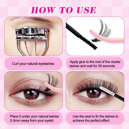 FADLASH DIY Lash Clusters Individual Eyeslash Extensions D Curl 280PCS Natural Eyelash Clusters Soft Band Wispy Volume Eyelash Extension for Beginners DIY at Home (40D-0.07-D, 8-16mm) FADLASH