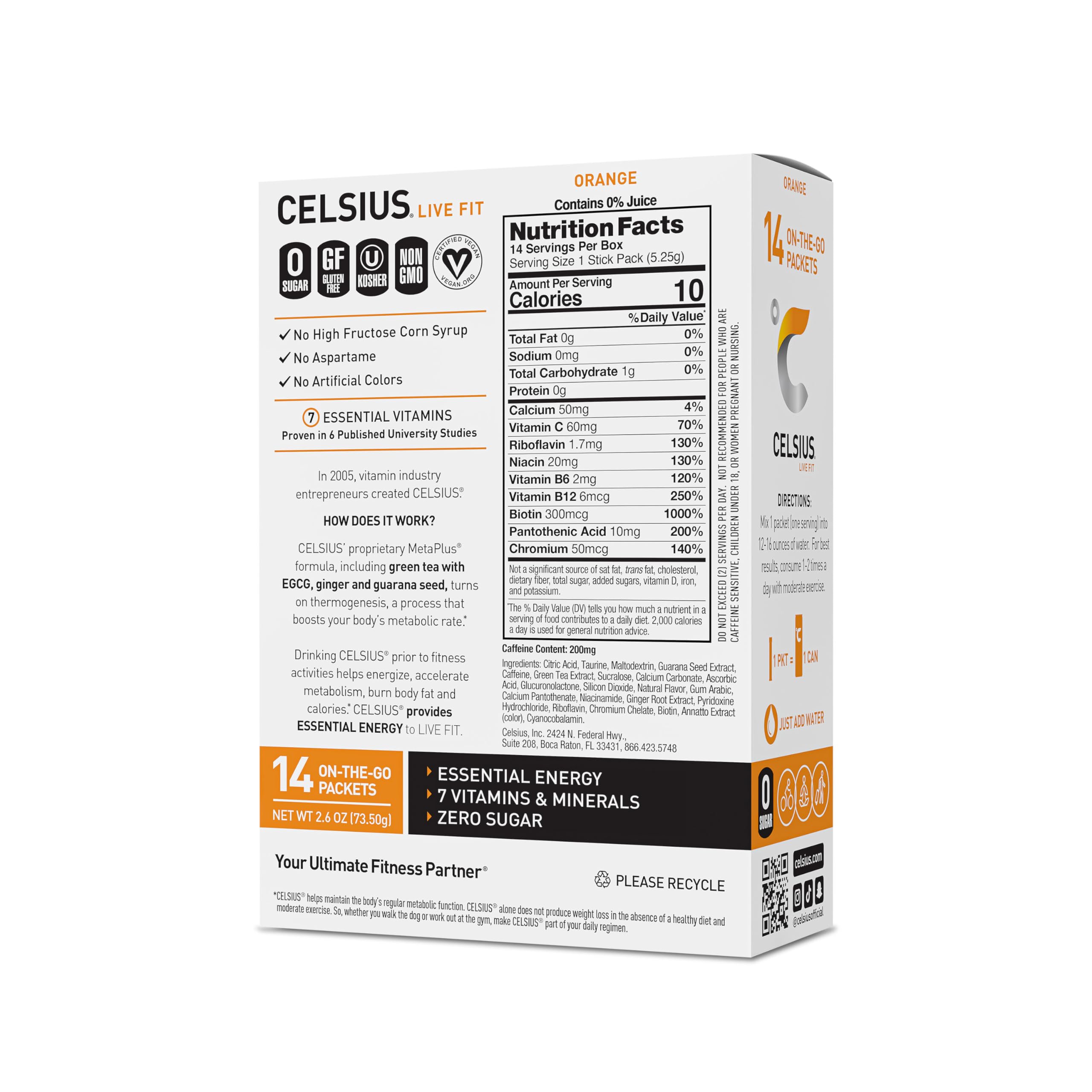 CELSIUS On-the-Go Powder Stick Zero Sugar, Orange, 2.6 Oz (14 Sticks per Pack) CELSIUS buy australia supplements