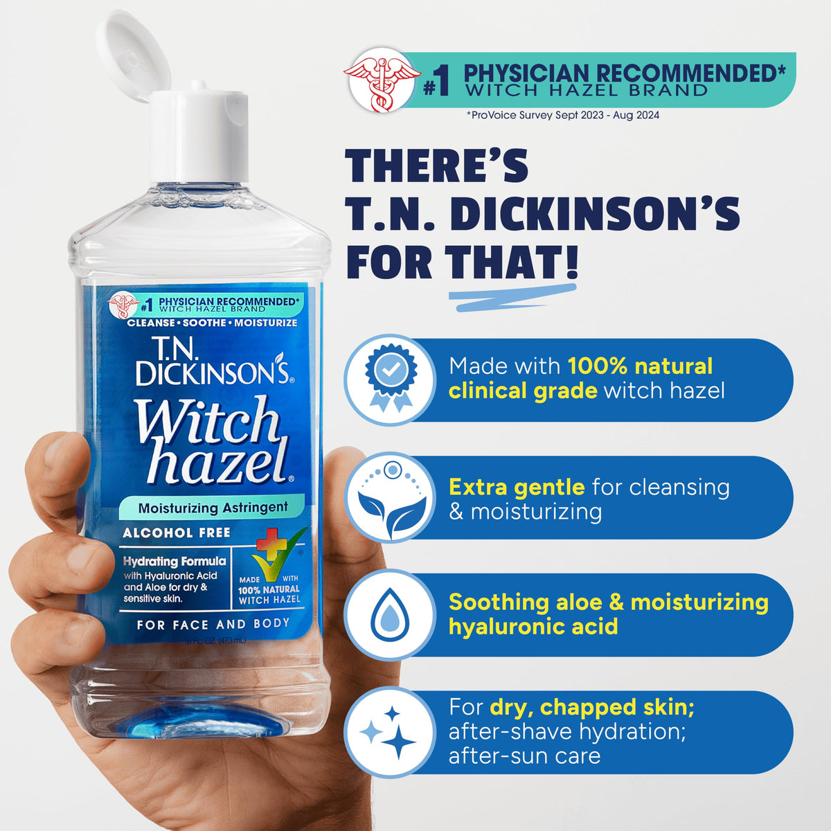T.N. Dickinson's Witch Hazel Moisturizing Astringent | Alcohol Free | 16 Oz T.N. Dickinson's