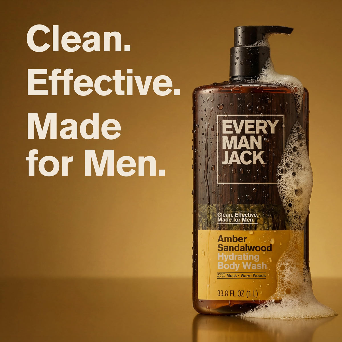 Every Man Jack Hydrating Amber Sandalwood Body Wash for Men, Value 2pk Every Man Jack